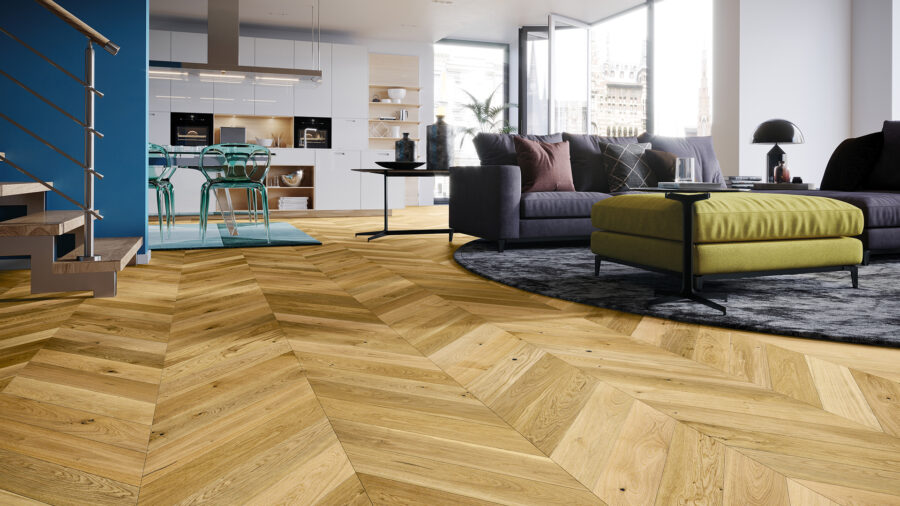 Parchet triplustratificat Barlinek Stejar Caramel Chevron 130 - imagine 2