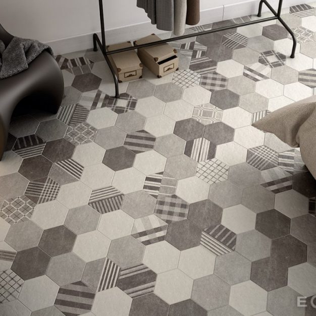 Gresie EQUIPE Hexatile Cement Geo Grey 17.5x20 cm