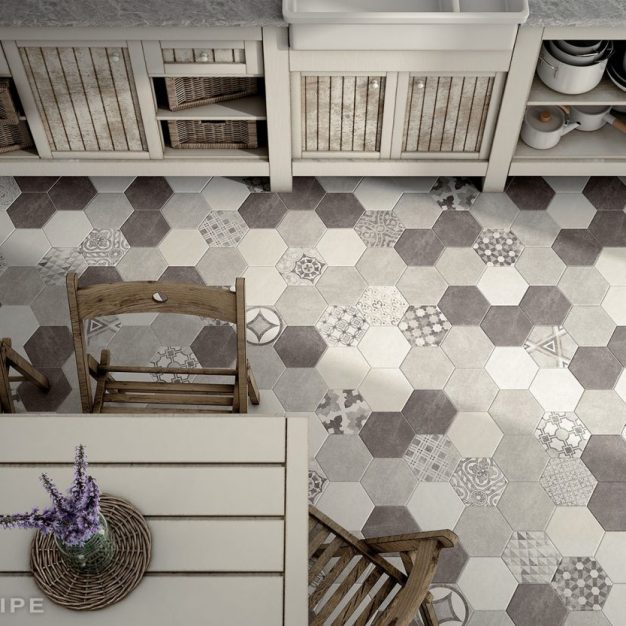 Gresie EQUIPE Hexatile Cement Garden Grey 17.5x20 cm