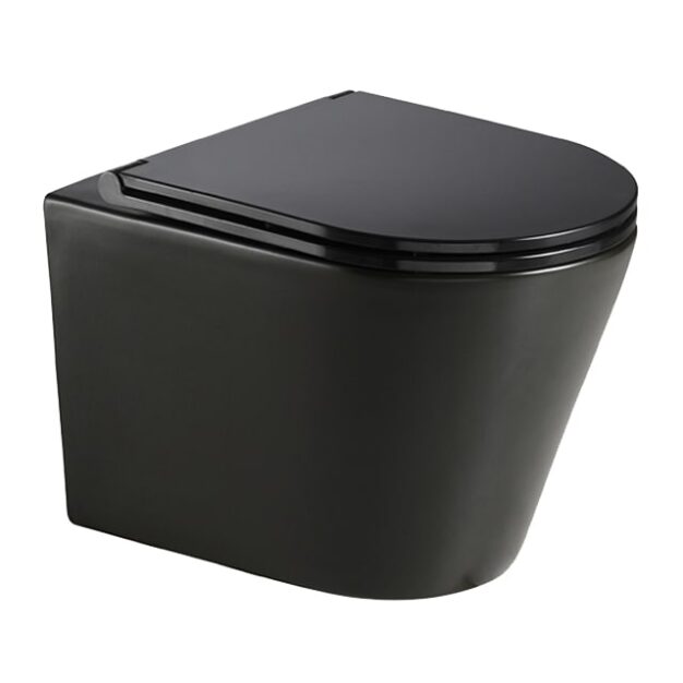 Wc suspendat Clement, Wellis, negru + capac soft close