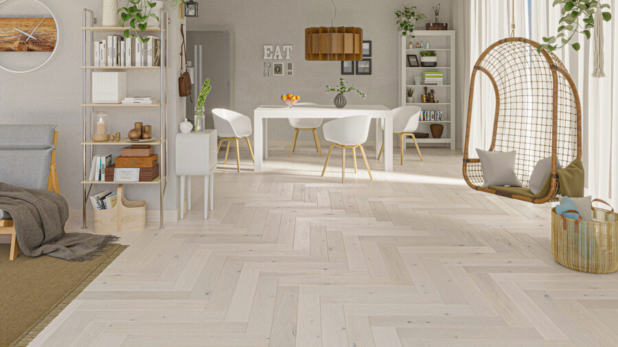 Parchet triplustratificat Barlinek Stejar Cappuccino Herringbone 130 cm - imagine 2