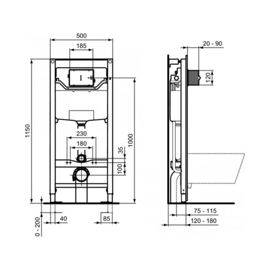 Set Cadru cu rezervor încastrat  Prosys 120 m  Ideal Standard - imagine 2