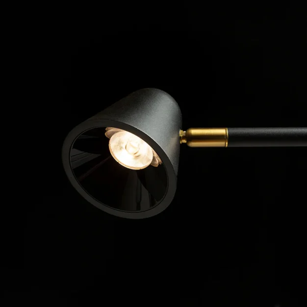 lampa podea Stig Rendl design industrial negru mat cap reglabil lumina lectura living