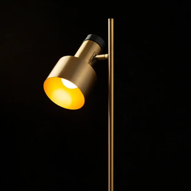 lampa podea Divina Rendl abajur textil negru auriu design clasic lux iluminat living