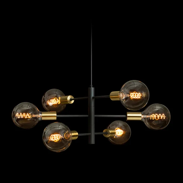 pendul Artemia 6 Rendl lustra cu 6 brate design nordic negru mat detalii aurii