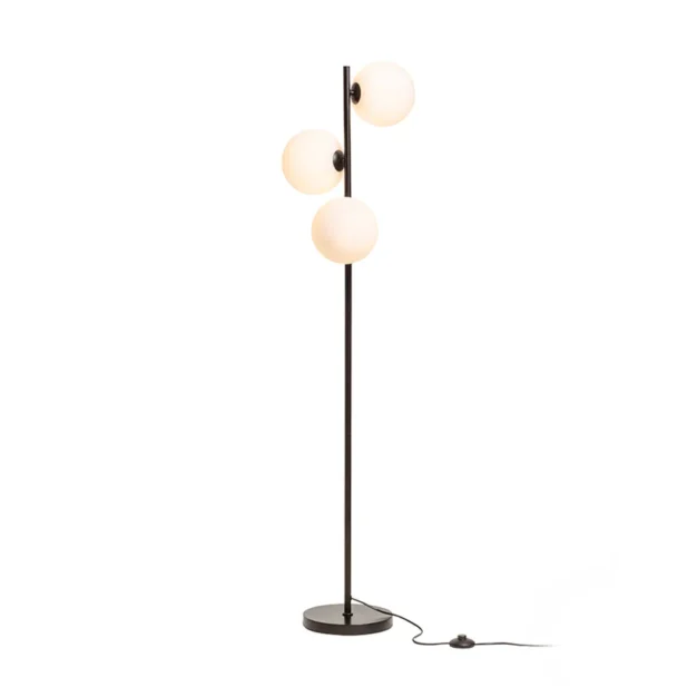 lampa podea Etheria Rendl design modern abajur textil negru auriu iluminat ambiental lux