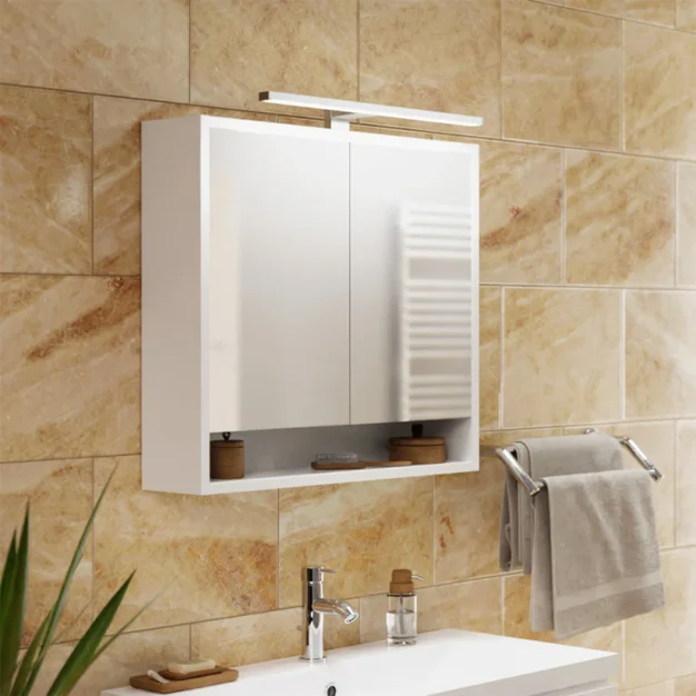 aplica Balea 50 Rendl profil LED liniar montaj pe dulap mobilier oglinda baie crom alb