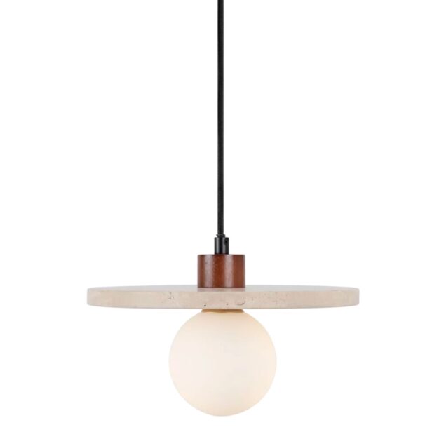 Detaliu travertin natural pendul Maxlight Lando.